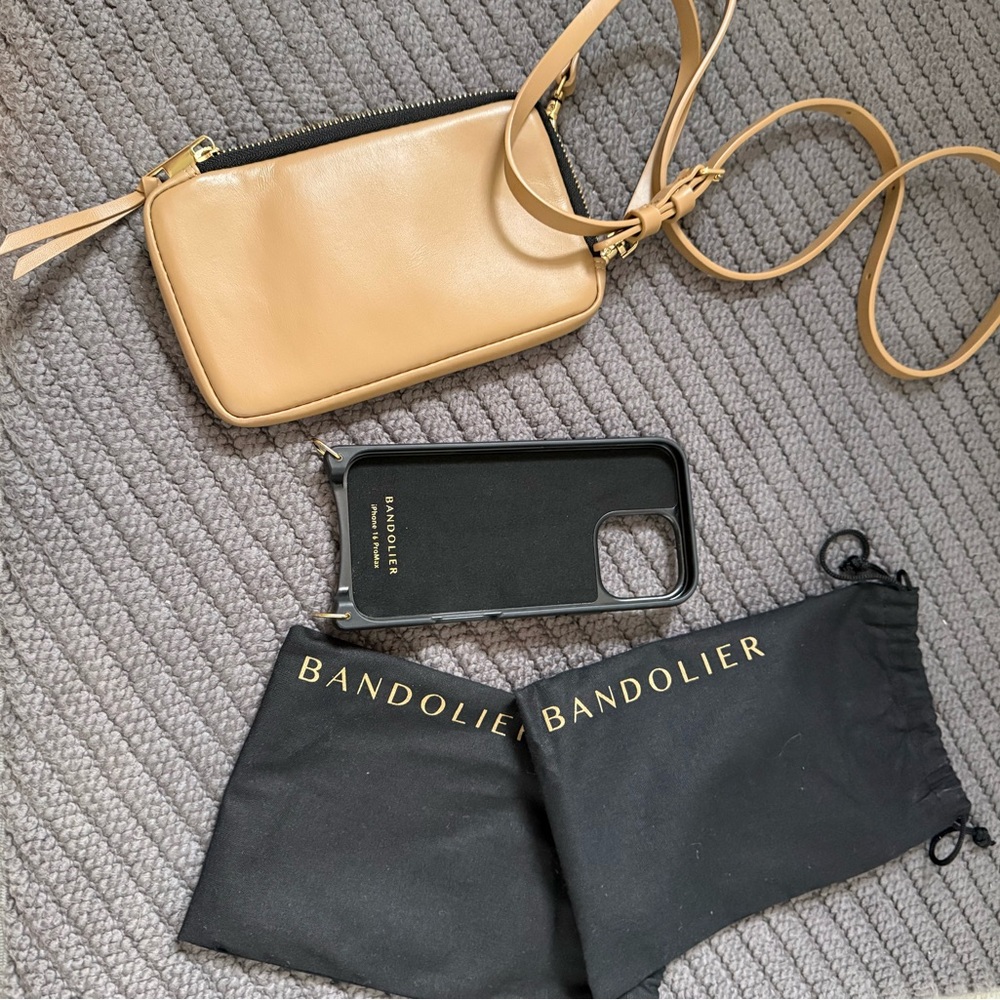 Bandolier Beige Crossbody Phone Case Set (16 pro max )